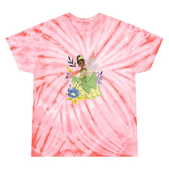 Disneyss The Princess And The Frog Tiana Cute Floral Portrait Tie Dye T-Shirts
