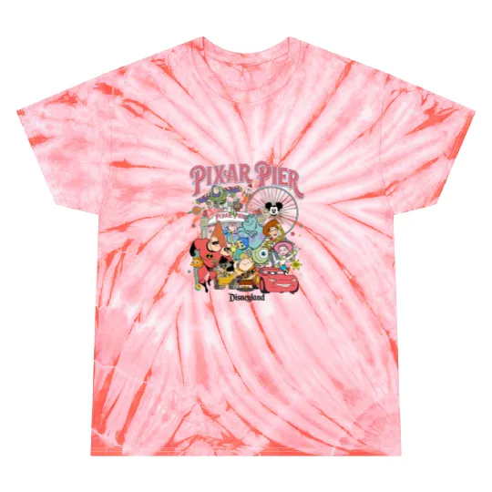 Vintage Pixar Pier Disneyland Tie Dye T Shirts, Disneyland Pixar Fest 2024 Tie Dye T Shirts, Meet me at Pixar Pier Disney Pixar Characters