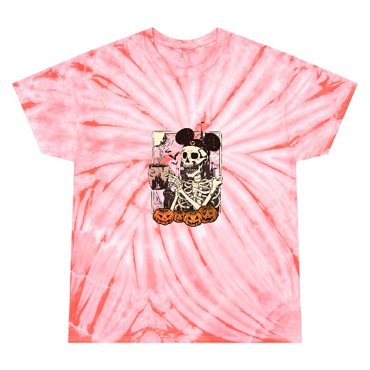 Vintage Disney Skeleton  Color Tie Dye T Shirts, Mickey Skeleton Coffee Tie Dye T Shirts