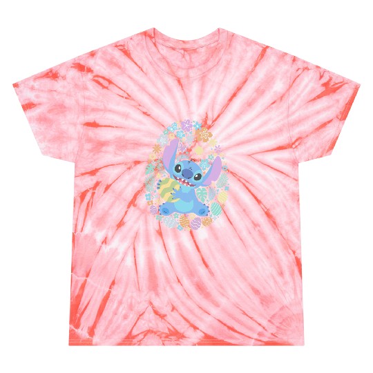 Disney Lilo Stitch Easter Egg Flowers Spring Pastel Colors Tie Dye T-Shirts