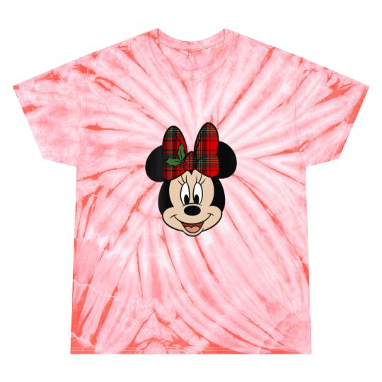 Womens Disney Mickey And Friends Christmas Minnie Mistletoe Bow VNeck Tie Dye T-Shirts
