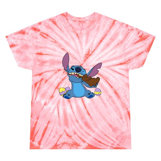 Disney Stitch Eats Chocolate Bunny Easter Tie Dye T-Shirts