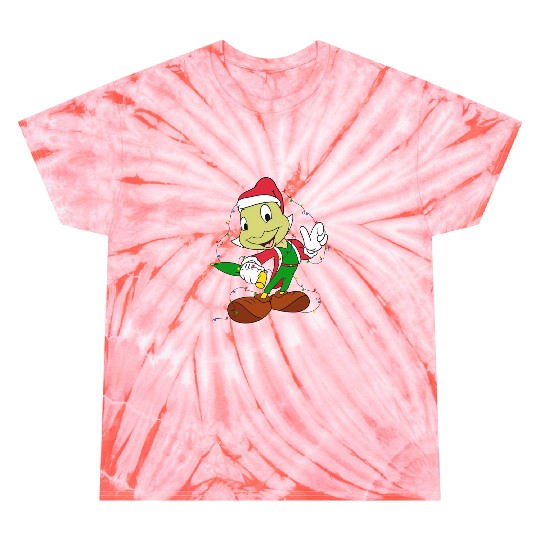 Disney Jiminy Cricket Pinocchio Santa Christmas Lights Tie Dye T Shirts