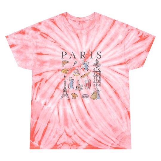 Disney Pixars Ratatouille Paris Food Places Collage Retro Tie Dye T-Shirts