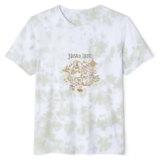 Disney Peter Pan Neverland Map Tie Dye T Shirts, Peter Pan Characters Tie Dye T Shirts