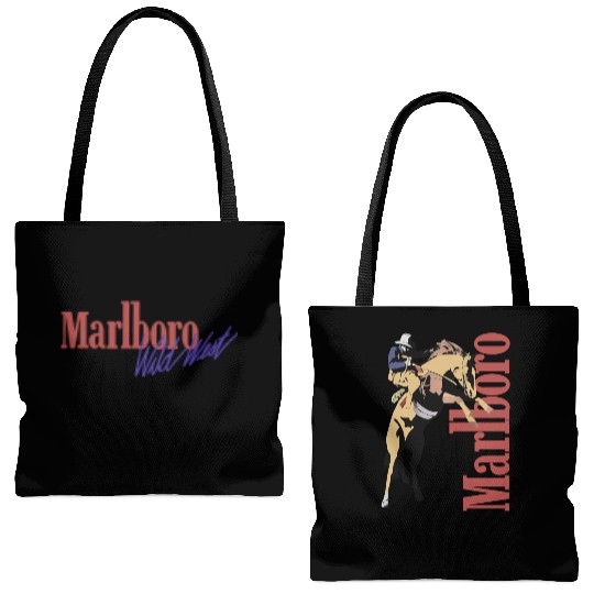 Vintage Marlb0r0 Cowboy Wild West Tote Bags (AOP), Country Music Tote Bags (AOP), Cowboy Killer Boho Double Sided Tote Bags (AOP)