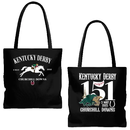 Kentucky Derby 2025 Tote Bags (AOP) Unisex, 151stDerby, Horse Racing Lover