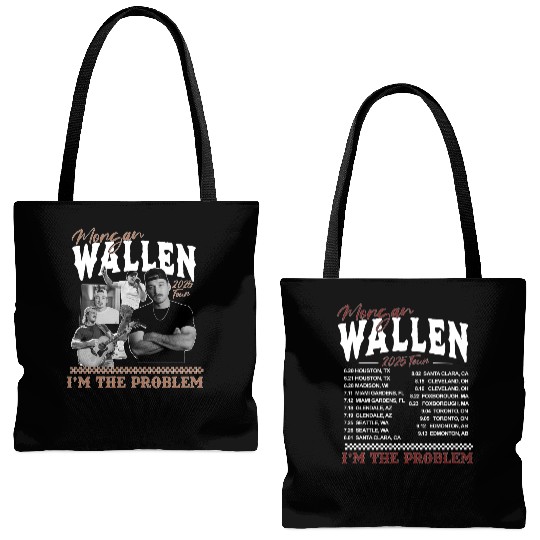 Wallen Western I'm The Problem Tour 2025 Tote Bags (AOP), Morgan 2025 Concert Fan Tote Bags (AOP)