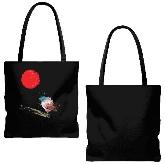 Murakami Birds Red Moon Japenese Tote Bags (AOP)