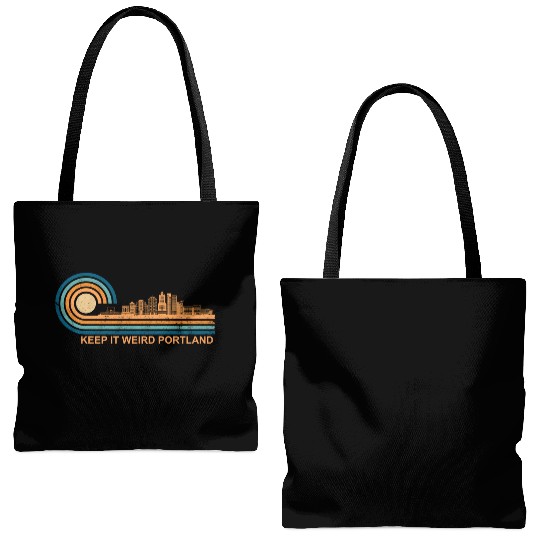 Keep It Weird Portland Oregon Skyline Retrokeep it Tote Bags (AOP)