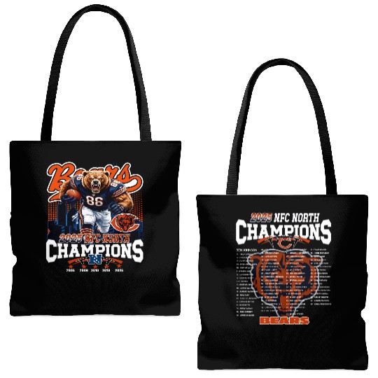Chicago Bears 2025 NFC North Division Champions Tote Bags (AOP) - Football Roster Both Side Gift Fans