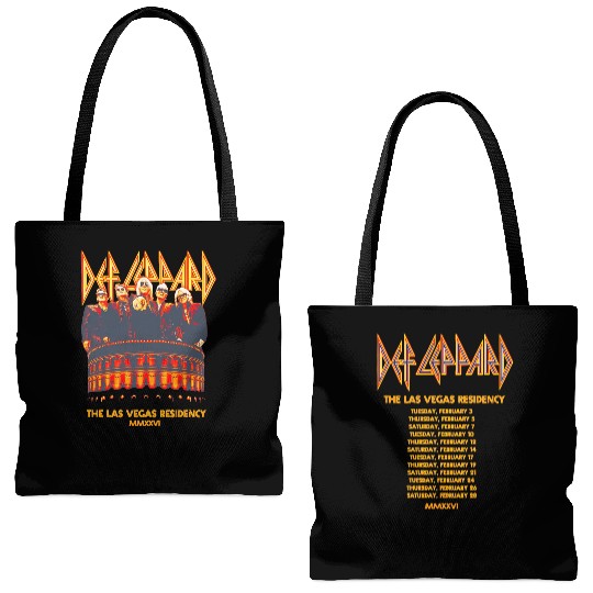 Def Leppard Las Vegas 2026 Merch Tote Bags (AOP) Photo Residency 2026 Tour Schedule Tote Bags (AOP)