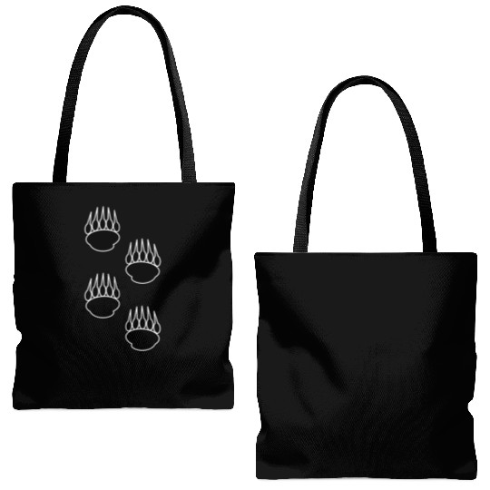 Black Bear Paw Prints Tote Bags (AOP)