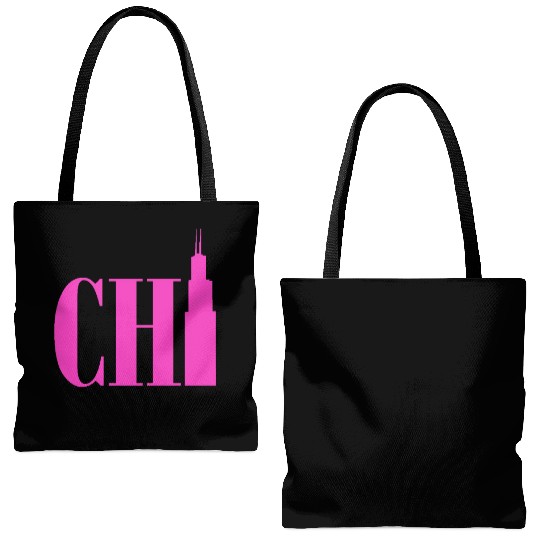 Chicago - Neon Pink Tote Bags (AOP)