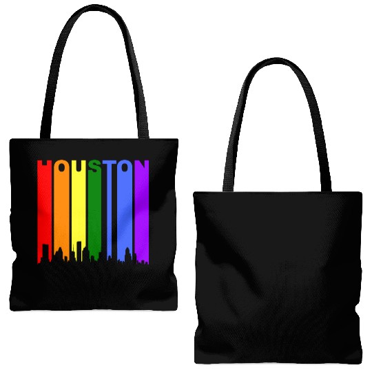 Houston Texas Rainbow Skyline LGBT Gay Pride Tote Bags (AOP)