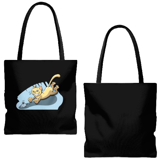 Cat Running After Rat - Tom and Jerry Illustration Tote Bags (AOP)