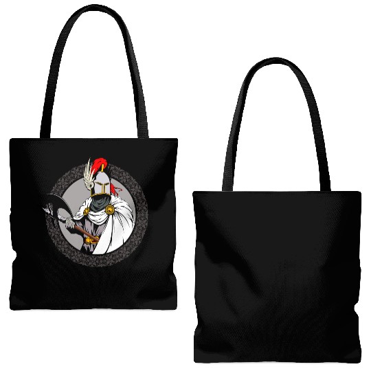 ancient warrior Sparta ax helmet raincoat pattern Tote Bags (AOP)