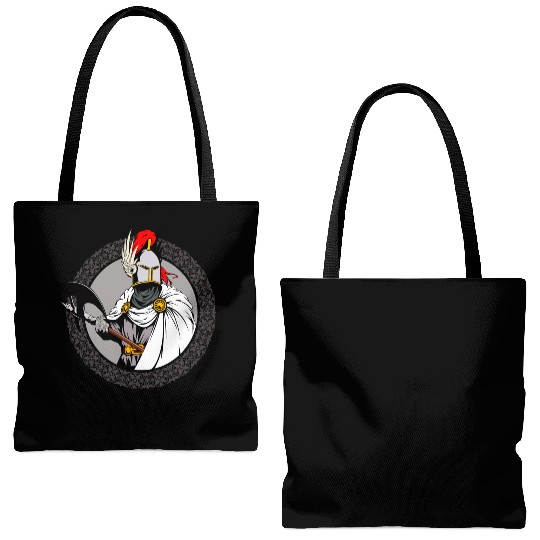 ancient warrior Sparta ax helmet raincoat pattern Tote Bags (AOP)