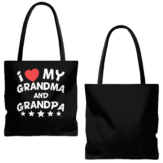 I Heart My Grandma And Grandpa Tote Bags (AOP)