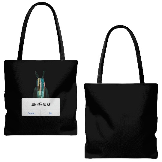 DONNIE DARKO COUNT DOWN TIME ALERT WITH BUNNY MAN Tote Bags (AOP)