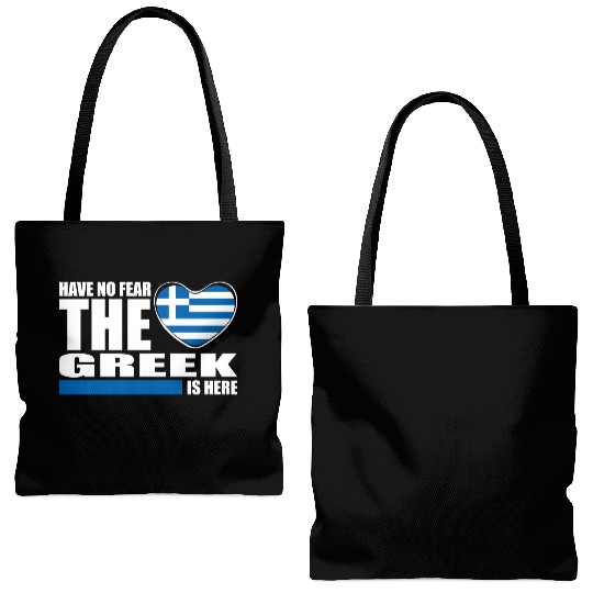 Have No Fear The Greek Is Here Tote Bags (AOP)