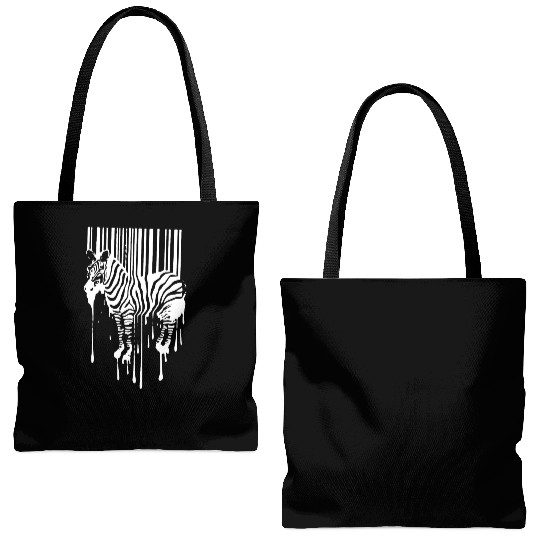 Banksy Street Art Zebra Bar Code Tote Bags (AOP)