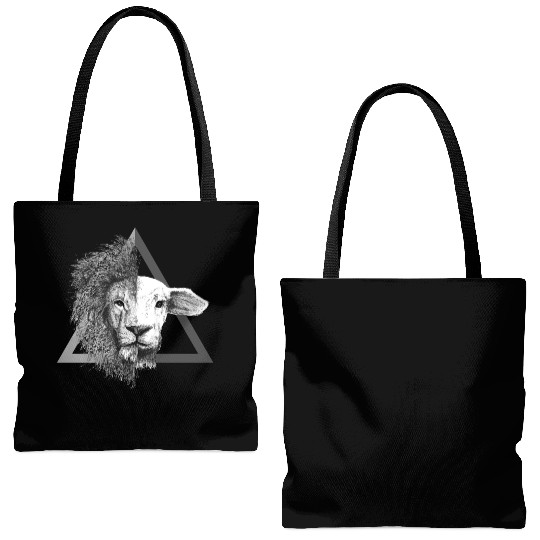 Christian,Bible Quote,Lion and Lamb Tote Bags (AOP)