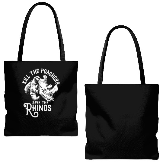 Kill the poachers not the rhinos gift rhino day Tote Bags (AOP)
