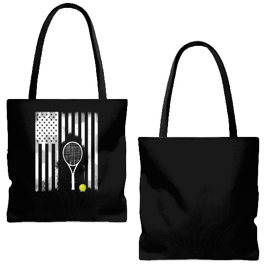 tennis American flag Hit racket Court Us open usa Tote Bags (AOP)