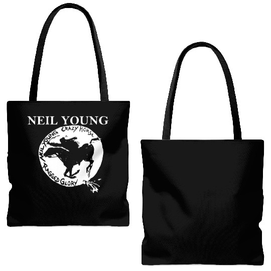 Neil Young Crazy Horse Unisex Retro Rock Horse Tote Bags (AOP)