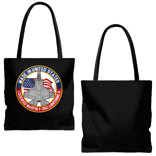 Lockheed Martin F-35C Lightning II - Made in USA Tote Bags (AOP)