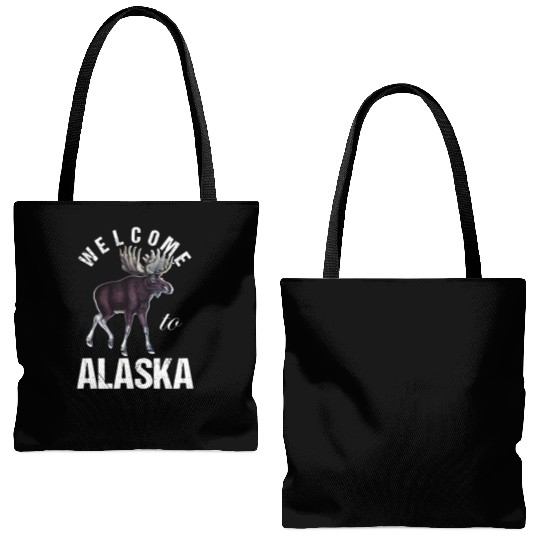 Alaska Moose Welcome to Alaska Tote Bags (AOP)