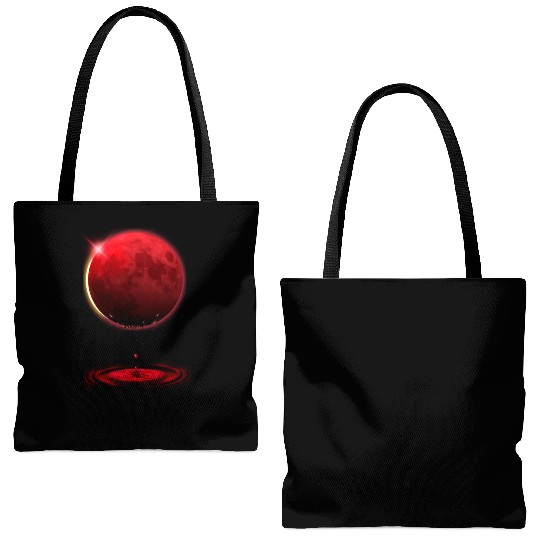 Vampire werewolf blood red moon eclipse Tote Bags (AOP)