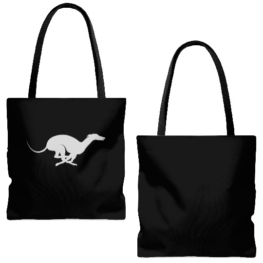 Light Grey Running Greyhound X Racer Track Dog Tote Bags (AOP)