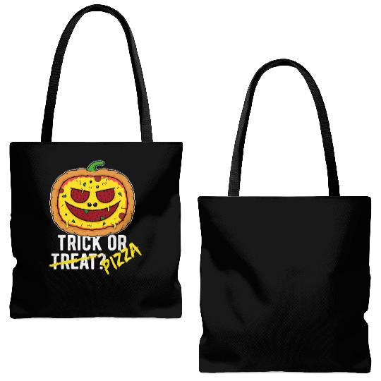 Trick or Treat Pizza Face - Halloween Pizza Party Tote Bags (AOP)
