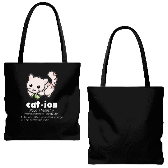 Funny Chemistry Cat Pun Science Tote Bags (AOP)