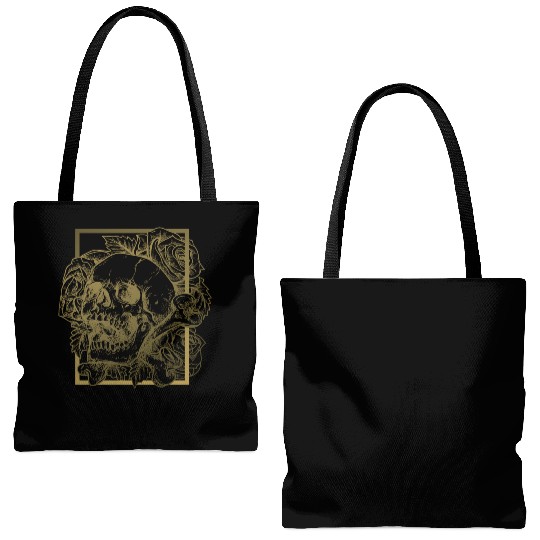 skull and roses Tote Bags (AOP)