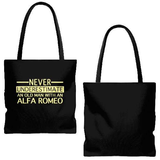 Alfa Romeo Never Underestimate and Old man Tote Bags (AOP)