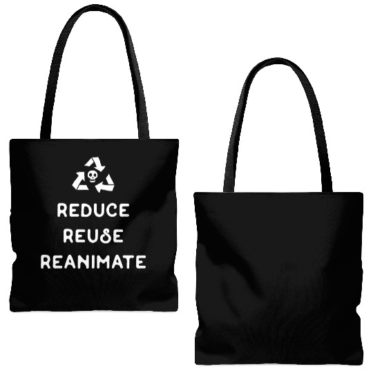 Reduce Reuse Reanimate Necromancer Tabletop RPG Tote Bags (AOP)