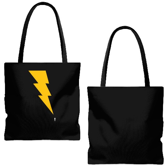 Lightning Bolt - Black Tote Bags (AOP)