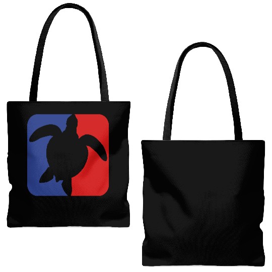 red blue square button sea turtle silhouette outli Tote Bags (AOP)