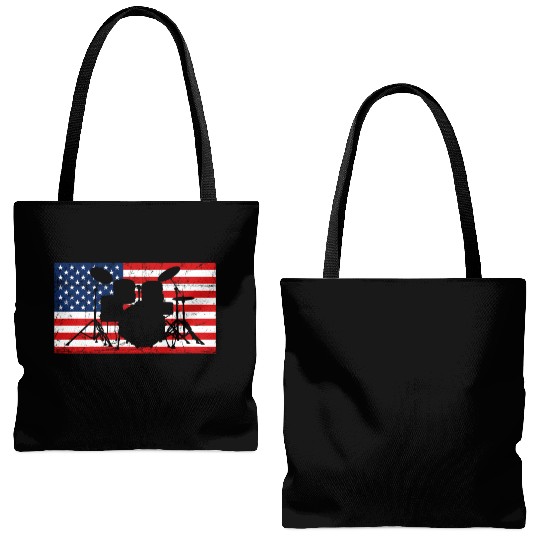 Drummer American Flag Drum Stick Player Music Gift Tote Bags (AOP)