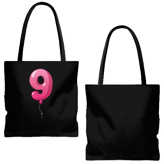 Number 9 Balloon, 9th birthday, 9 year old Tote Bags (AOP)