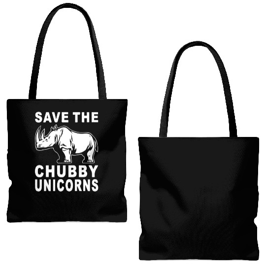Save the Chubby Rhinoceros Funny Tote Bags (AOP)