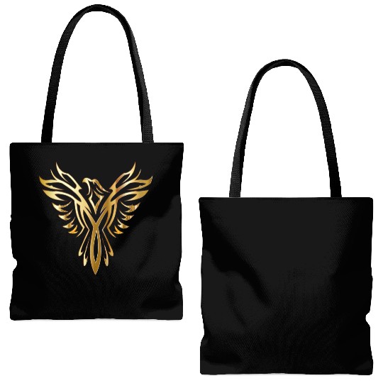 Golden Phoenix Bird Tote Bags (AOP)