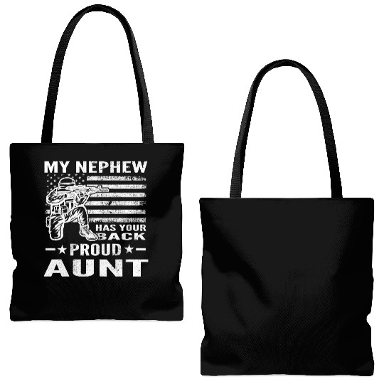 My Nephew Has Your Back Proud Aunt Distressed Tote Bags (AOP)
