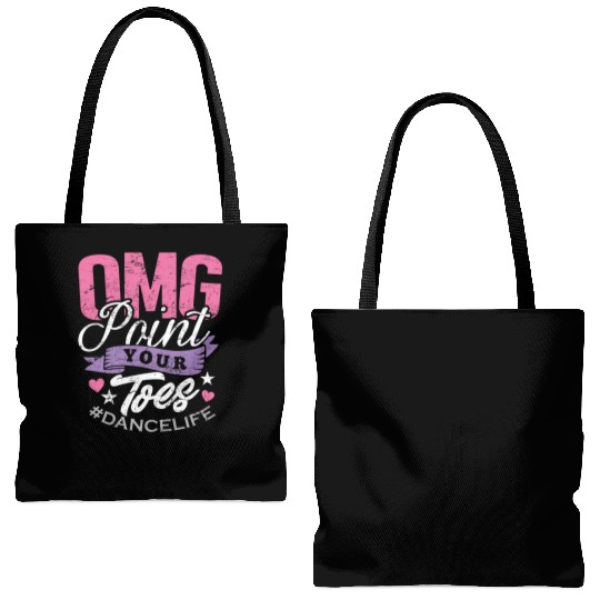 Dance Teacher Tote Bags (AOP) OMG Point Your Toes Dancing