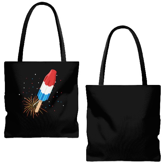 Fireworks Popsicle American Flag 4th of July Tote Bags (AOP)
