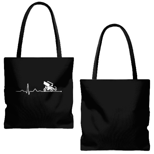 SPRINT CAR RACING Sprint Car Racing Heartbeat Tote Bags (AOP)