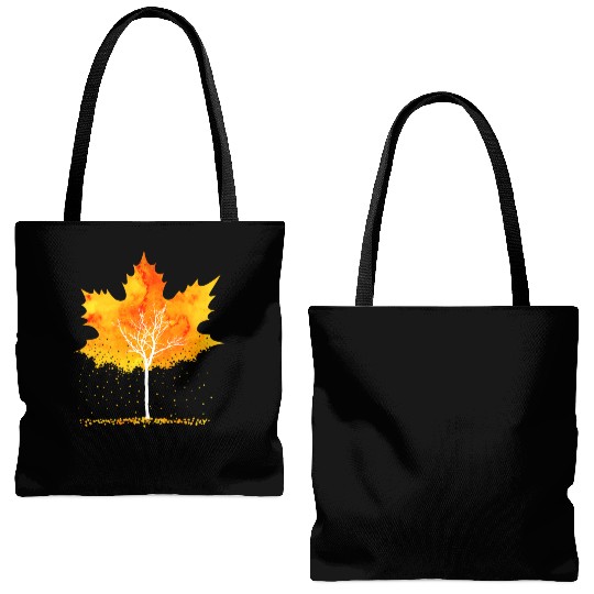 Maple Leaf Autumn Orange Fall Leaves Tote Bags (AOP)